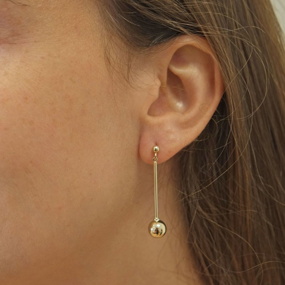 Gold Earrings | 14K Yellow Gold Women's Earrings - Inbal ball