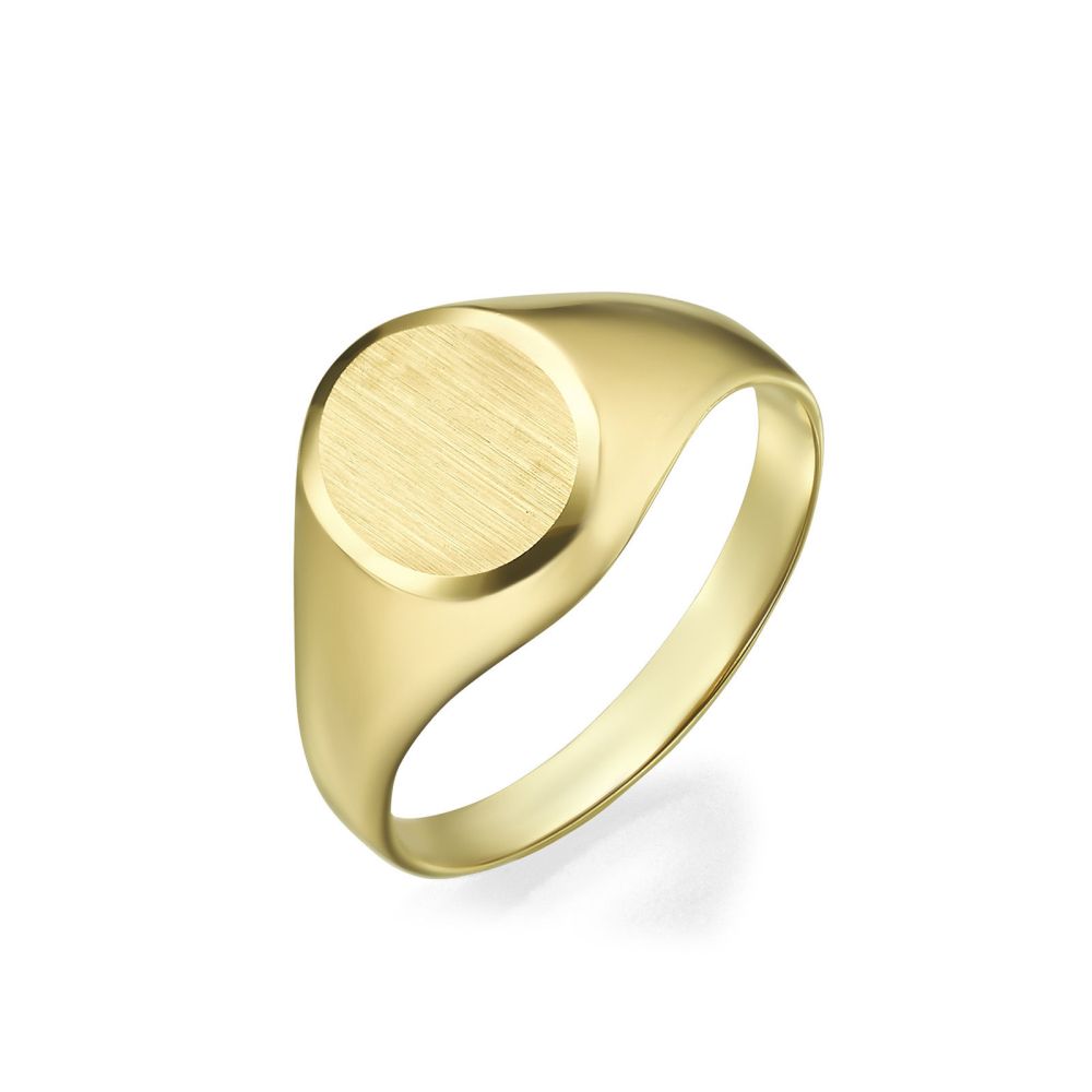 Women’s Gold Jewelry | 14K Yellow Gold Ring - Matte Circle Seal
