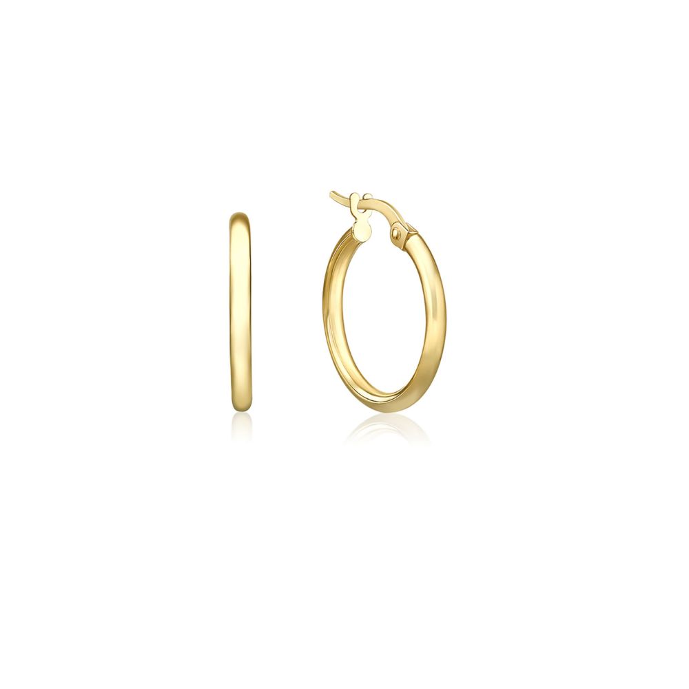 Gold Earrings | 14K Yellow Gold Women's Hoop Earrings -  S/M