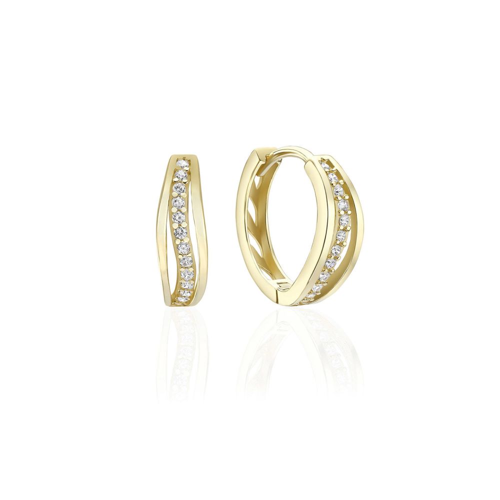 Gold Earrings | 14K Yellow Gold Women's Hoop Earrings - Venus