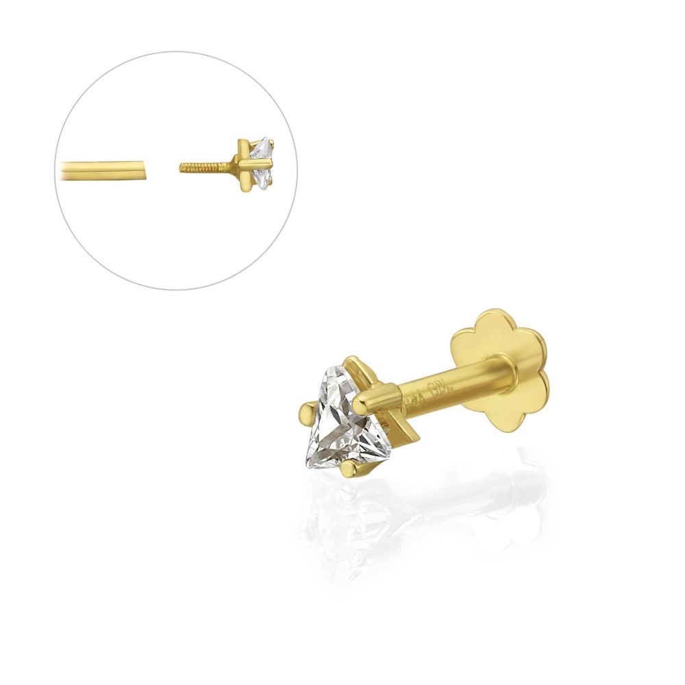 Piercing | 14K Yellow Gold Tragus Labret Piercing - Triangle