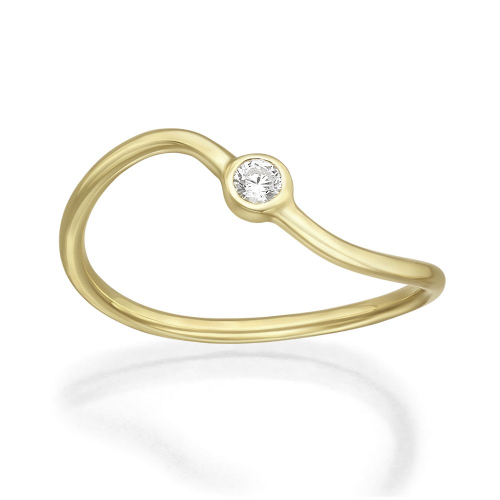gold rings | 14K Yellow Gold Rings - Zircon wave