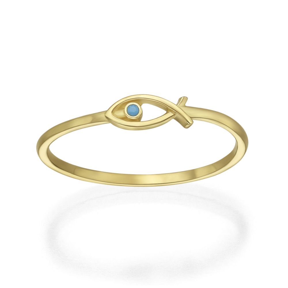 gold rings | 14K Yellow Gold Rings - Blue-eyed goldfish