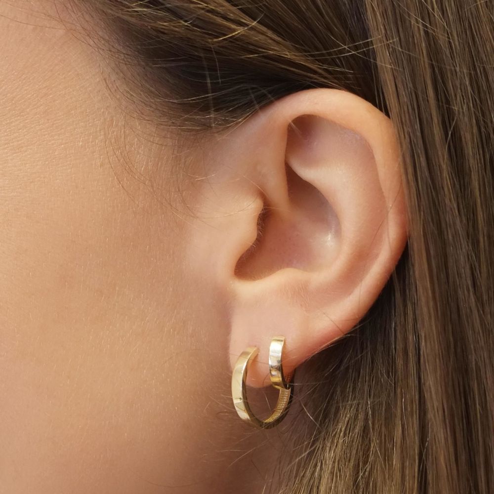 Gold Earrings | 14K Yellow Gold Women's Earrings - Carmen Hoop