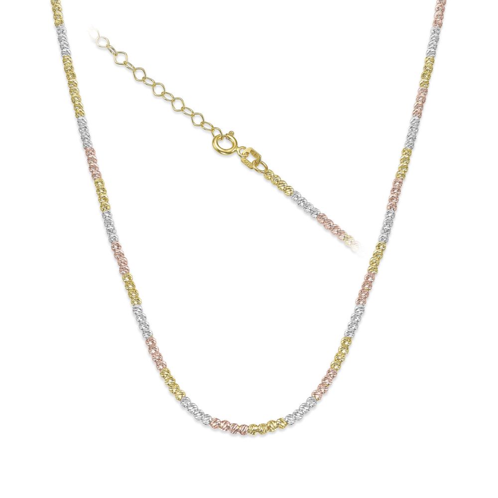 Gold Chains | 14K Yellow White and Rose Gold Balls Necklace - Balls 