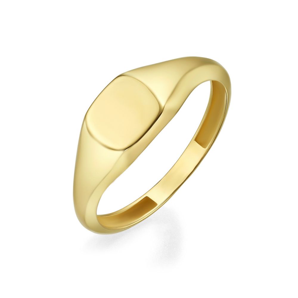Women’s Gold Jewelry | 14K Yellow Gold Ring - Glossy Square Seal