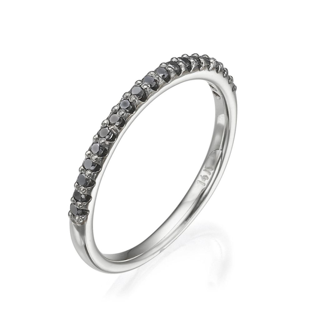 Diamond Jewelry | Black Diamond Band Ring in 14K White Gold - Ice Princess