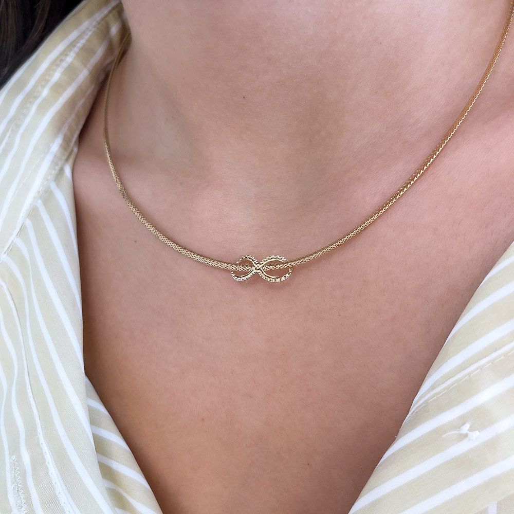 Gold Pendant | 14k Yellow gold women's pendant - Shimmer Infinity