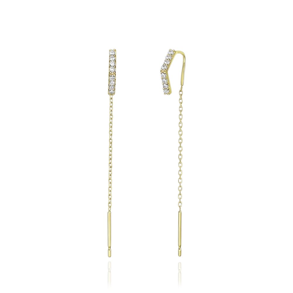 Women’s Gold Jewelry | 14K Yellow Gold Dangle Earrings- Shining Triangle