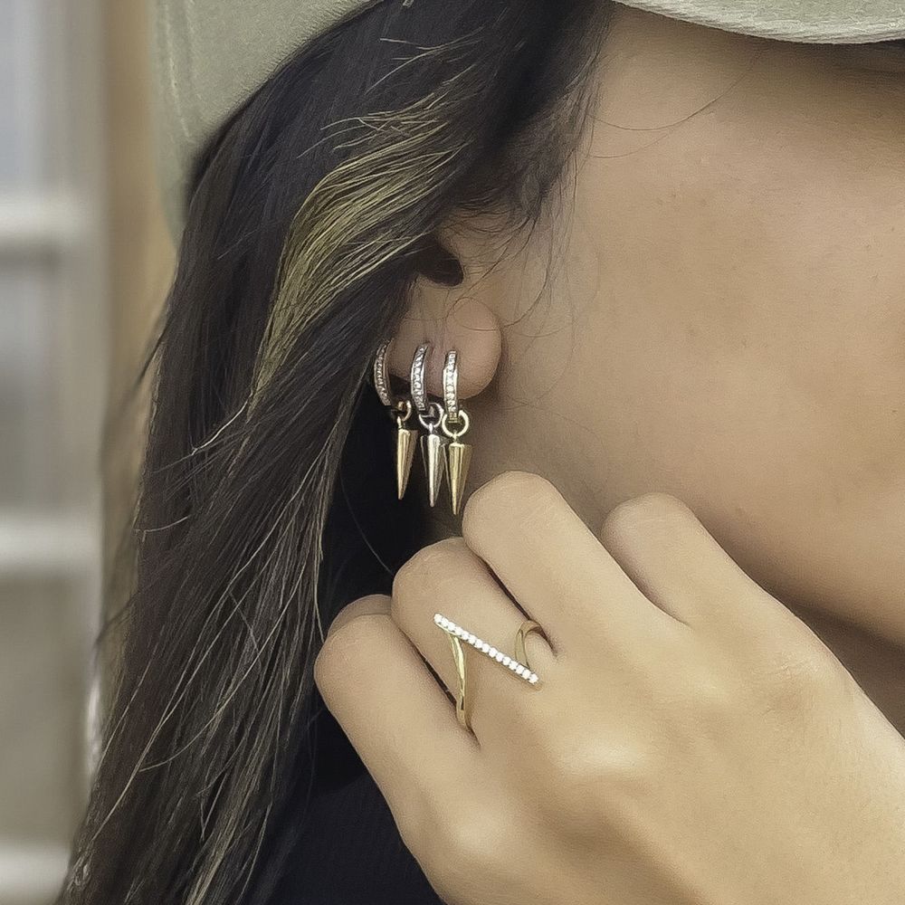 Gold Earrings | 14K Rose Gold Women's Earrings - Charm Knit