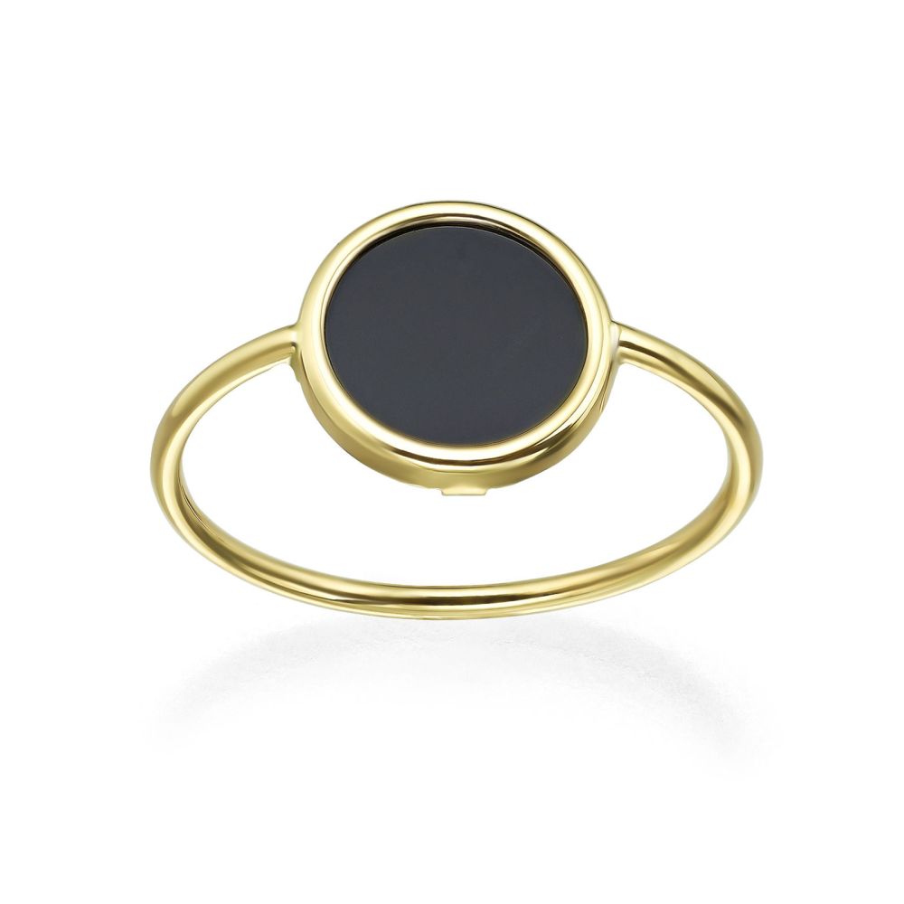 gold rings | 14K Yellow Gold Rings - Round Onyx