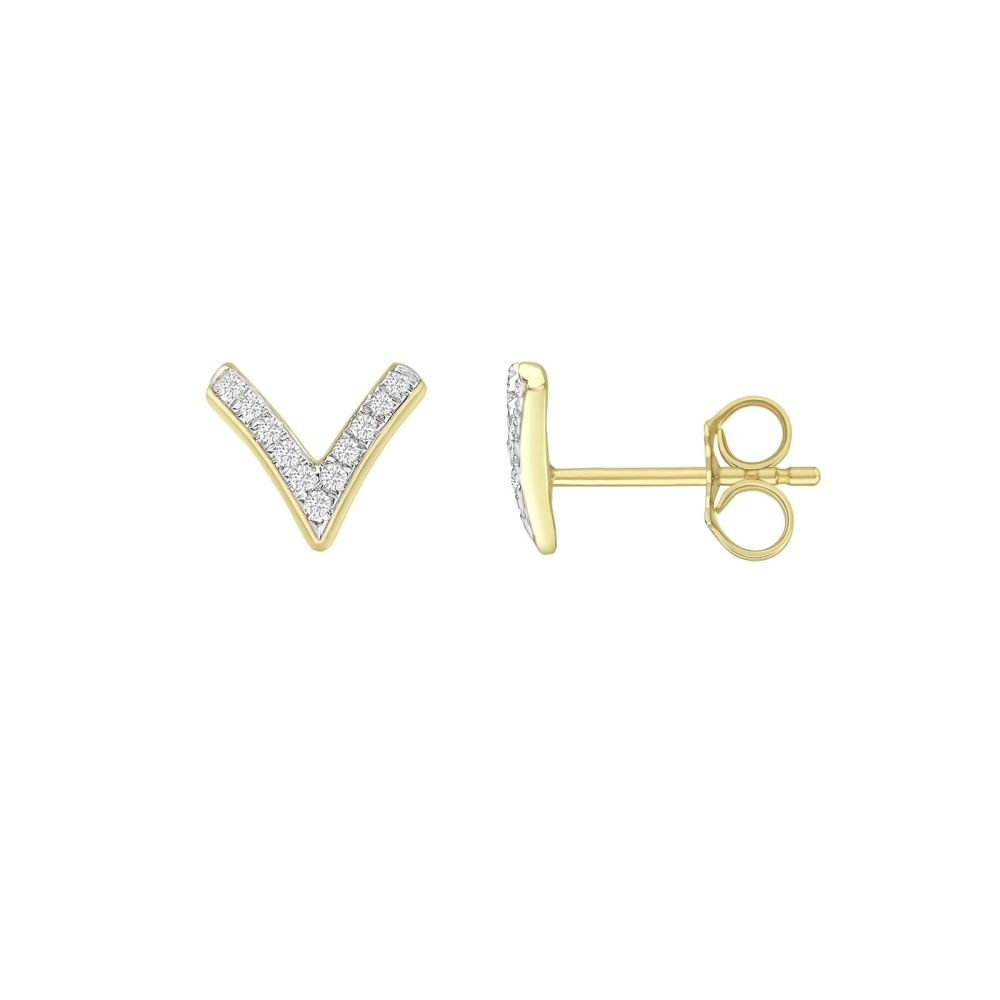 Diamond Jewelry | 14K Yellow Gold Diamond Earrings - V Diamonds
