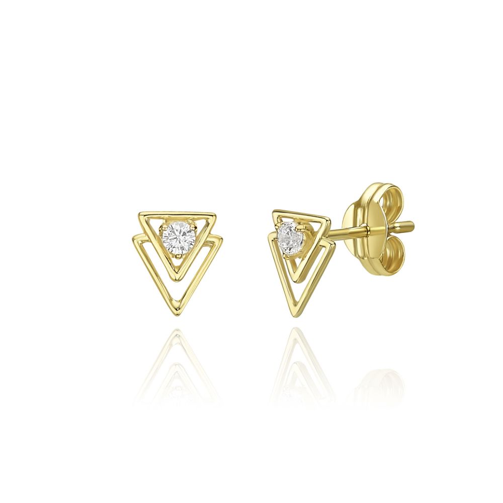 Women’s Gold Jewelry | 14K Yellow Gold  Stud Earrings - Pyramids