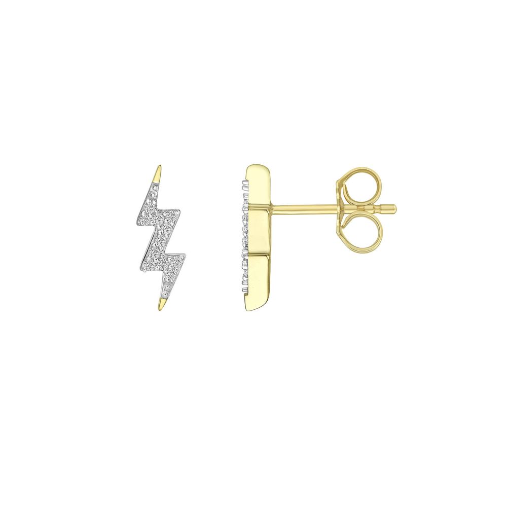 Diamond Jewelry | 14K Yellow Gold Diamond Earrings - Lightning