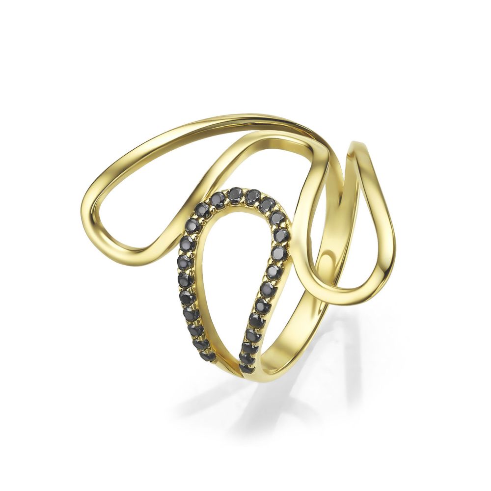 gold rings | 14K Yellow Gold Rings - Black Esperanza