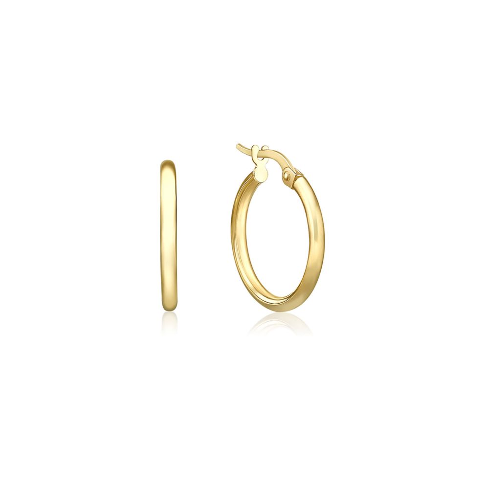 Gold Earrings | 14K Yellow Gold Women's Hoop Earrings - S Thin