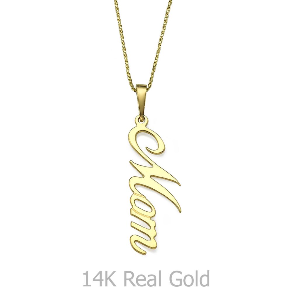 Gold Pendant | 14K Yellow Gold MOM Necklace - MOM Necklace