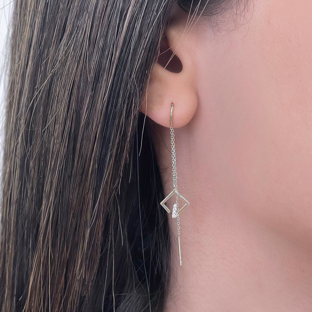 Women’s Gold Jewelry | 14K White Gold Dangle Earrings - Sparkling Grace