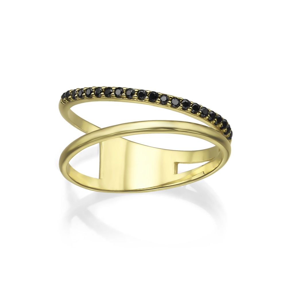 gold rings | 14K Yellow Gold Rings - Black Reina