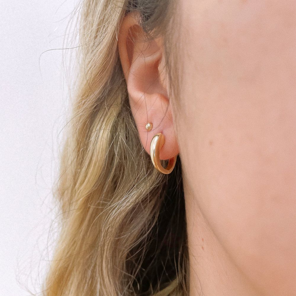 Gold Earrings | 14K Yellow Gold Women's Earrings - Phoebe hoop