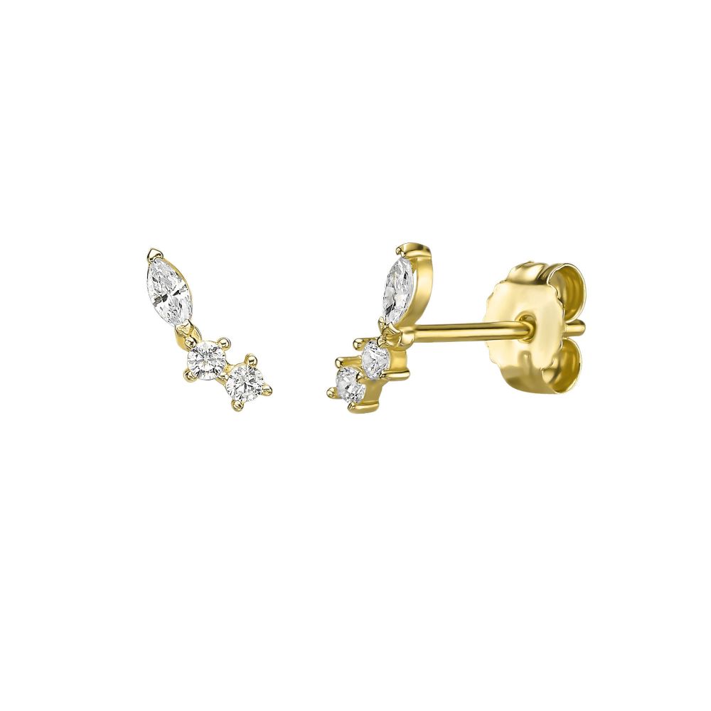 Gold Earrings | 14K Yellow Gold Stud Earring  - Meteor