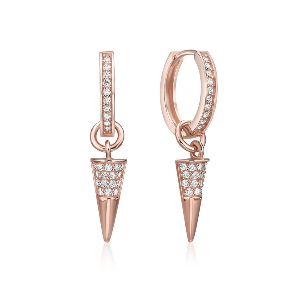 Gold Earrings | 14K Rose Gold Women's Earrings - Glittering Knit Charm