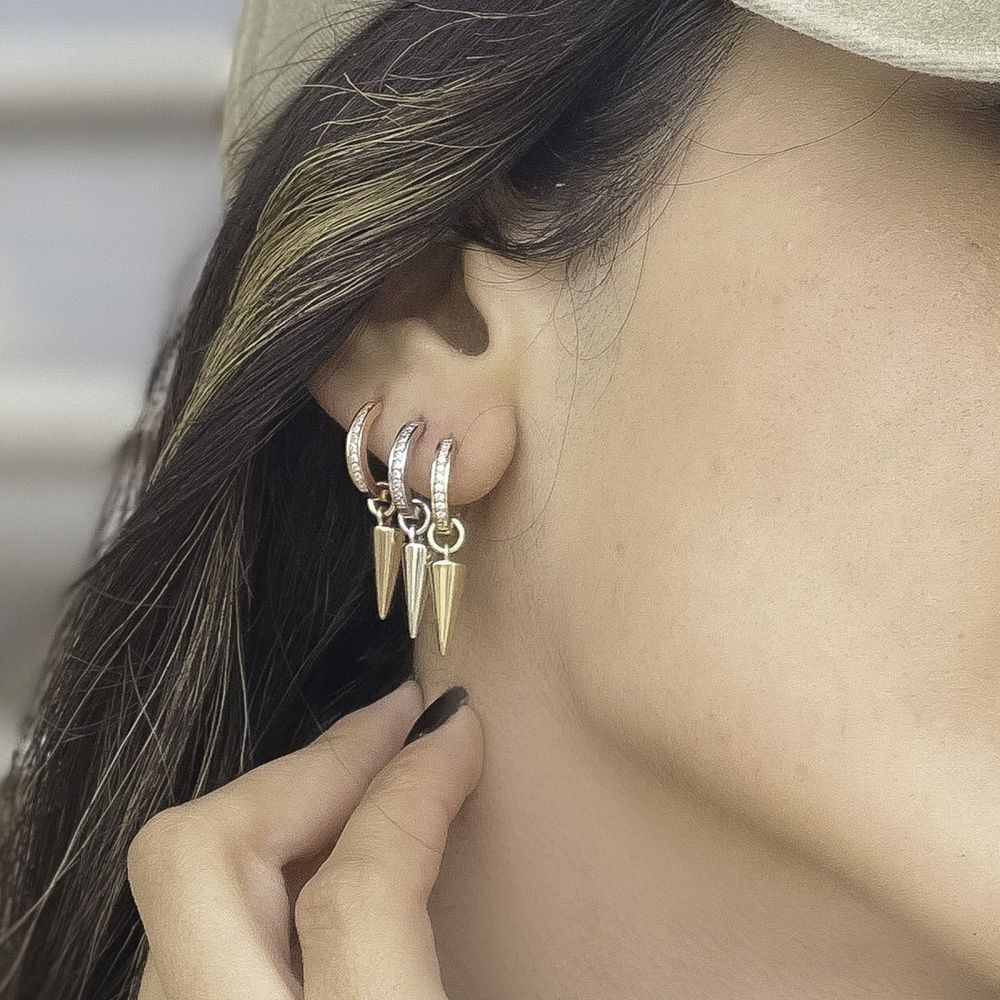 Gold Earrings | 14K White Gold Women's Earrings - Charm Knit