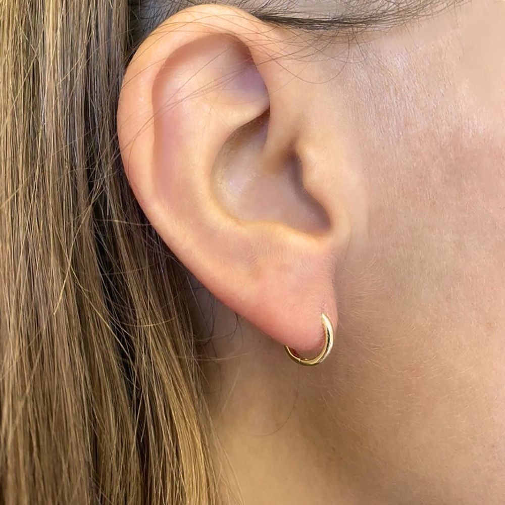 Gold Earrings | 14K Yellow Gold Women's Earrings - Sher hoops