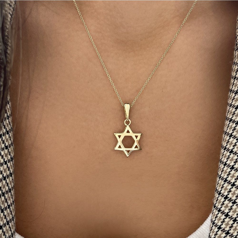 Gold Pendant | 14k Yellow Gold pendant - Smooth Curved Magen David