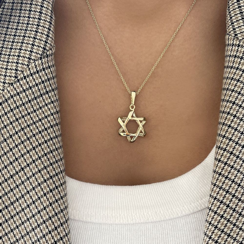 Gold Pendant | 14k Yellow Gold pendant - A Puffy Round Star of David