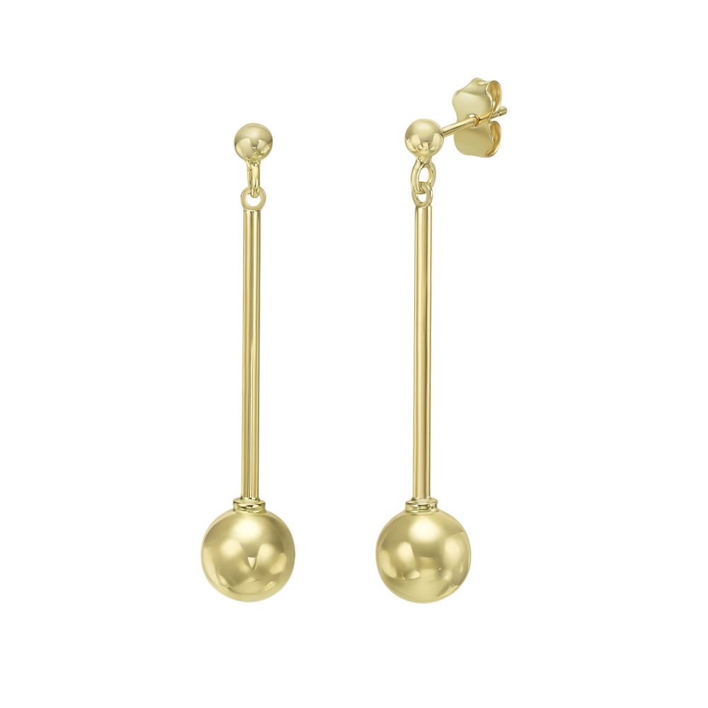 Gold Earrings | 14K Yellow Gold Women's Earrings - Inbal ball