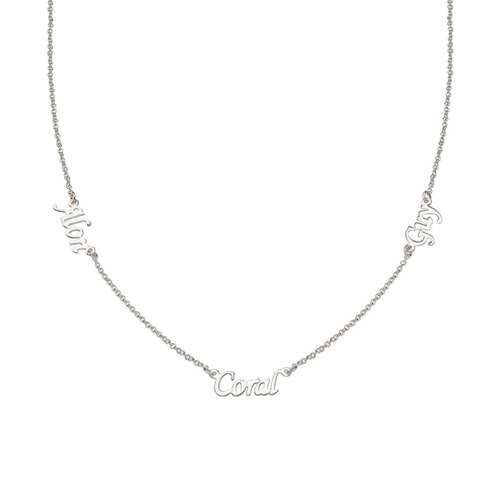 Personalized Necklaces | 14k White gold women's pandant - Three Names Necklace