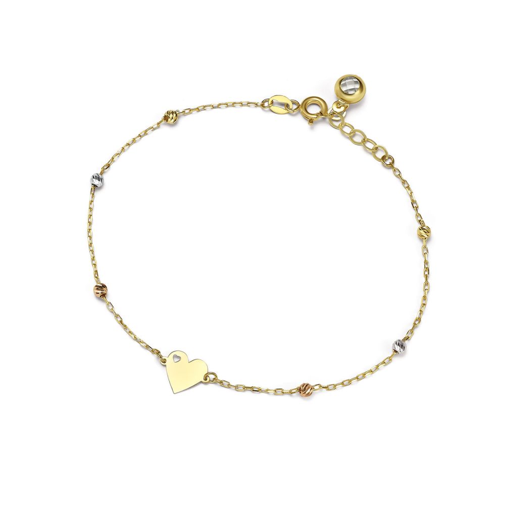 Women’s Gold Jewelry | 14K Yellow Gold Women's Bracelet - Full Heart glitter balls