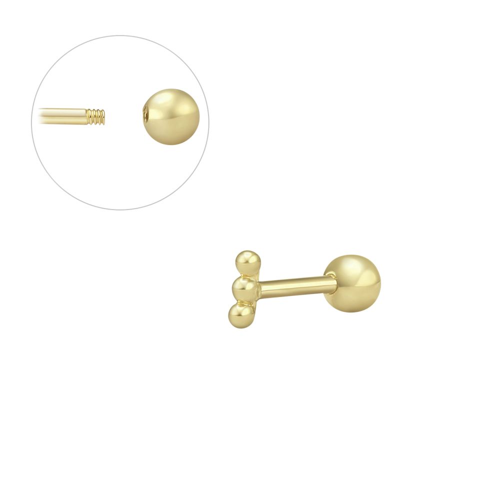 Piercing | 14K Yellow Gold Tragus Labret Piercing - Balls