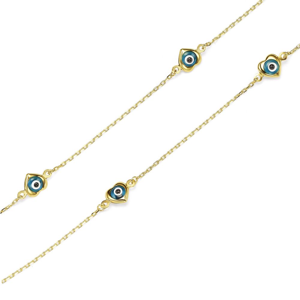 Gold Pendant | 14k Yellow gold women's pendant - Blue eye heart