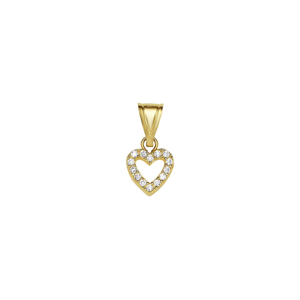 Gold Pendant | 14k Yellow Gold Charm pendant - Little sparkling Heart Charm