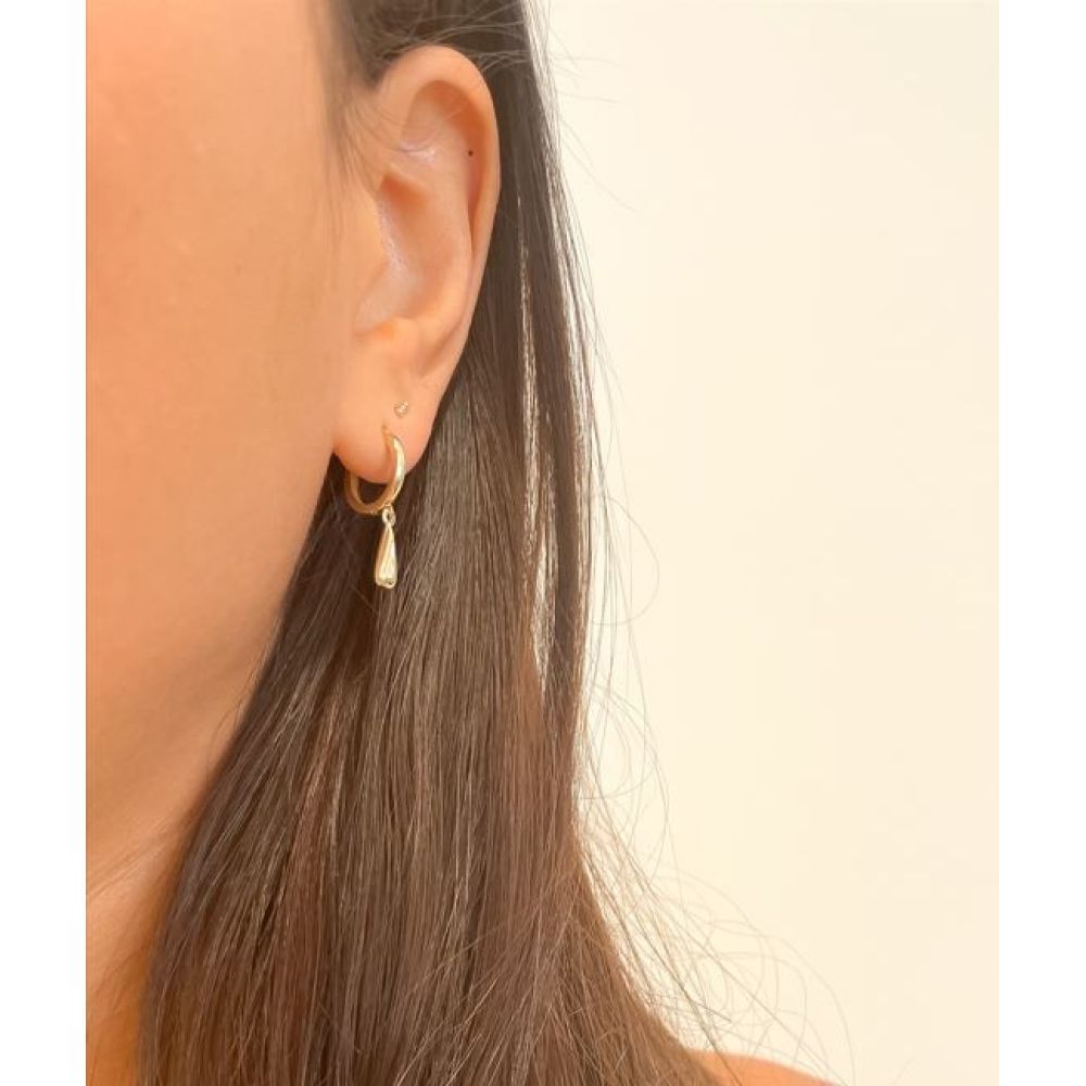 Gold Earrings | 14K Yellow Gold Women's Earrings -  Drop Charm