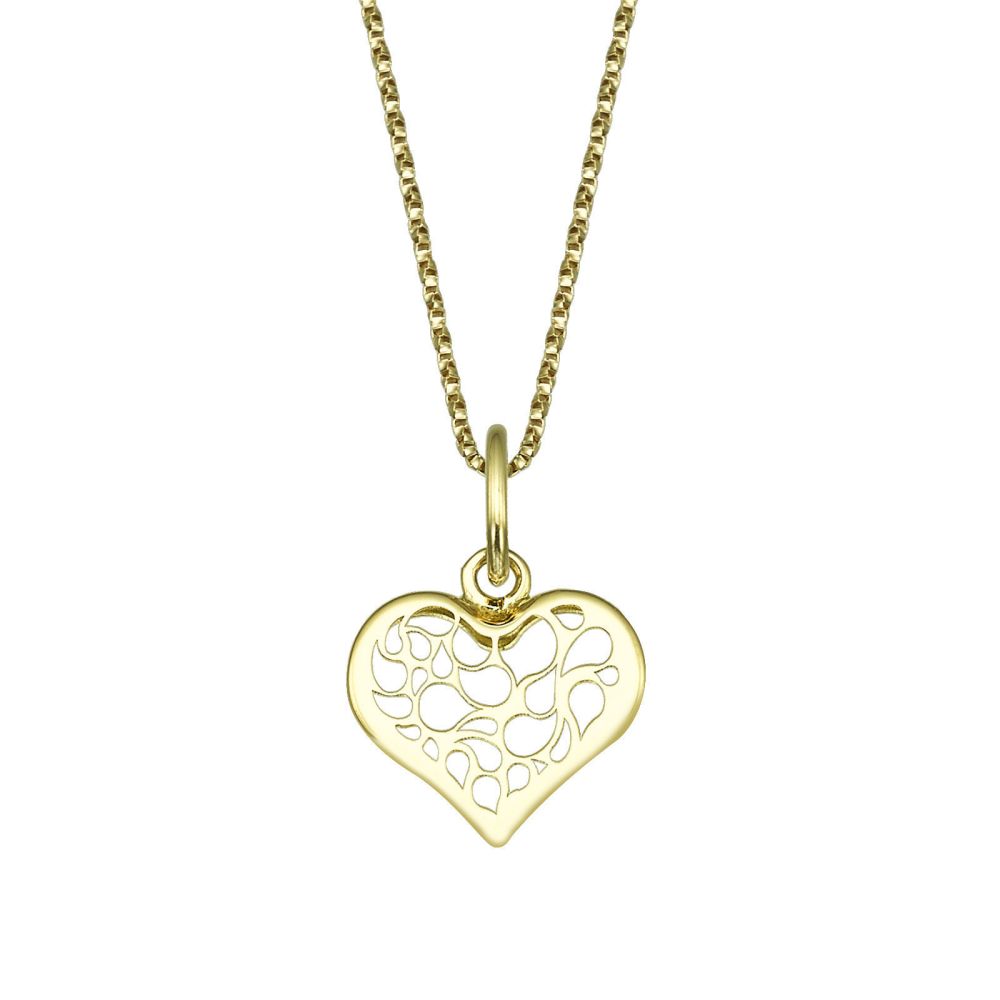 Girl's Jewelry | Pendant and Necklace in Yellow Gold - Abstract Heart
