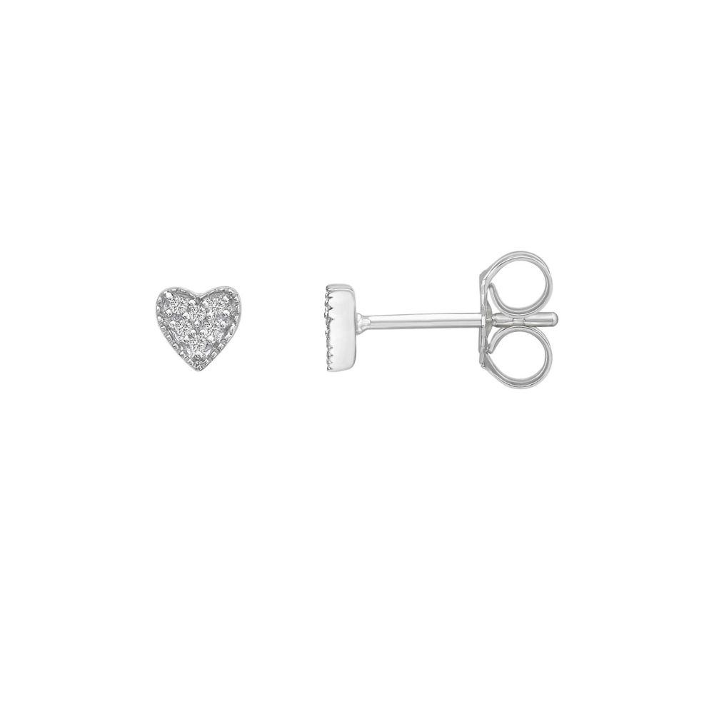 Diamond Jewelry | 14K White Gold Diamond Earrings - Kelly Heart