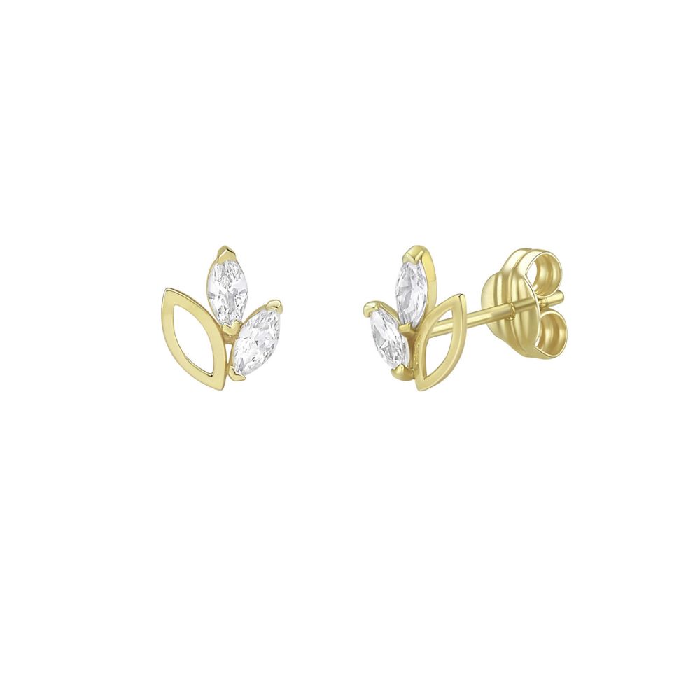 Gold Earrings | 14K Yellow Gold Earrings - Lotus