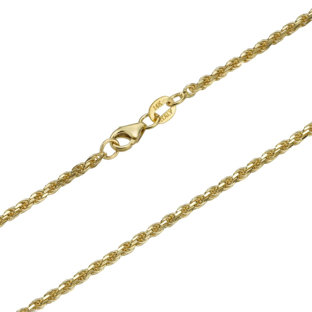 Gold Chains | 14K Yellow Gold Rope Chain Necklace 1.9mm Thick, 19.7