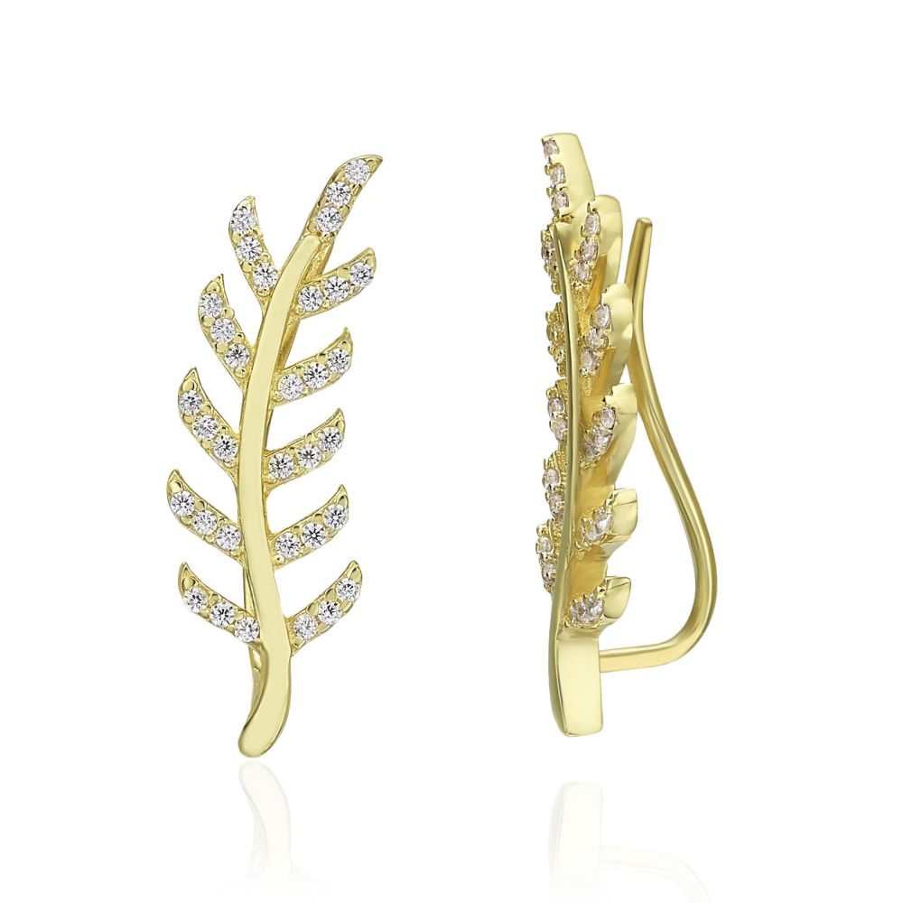 Gold Earrings | 14K Yellow Gold Climbing Earrings - Eve