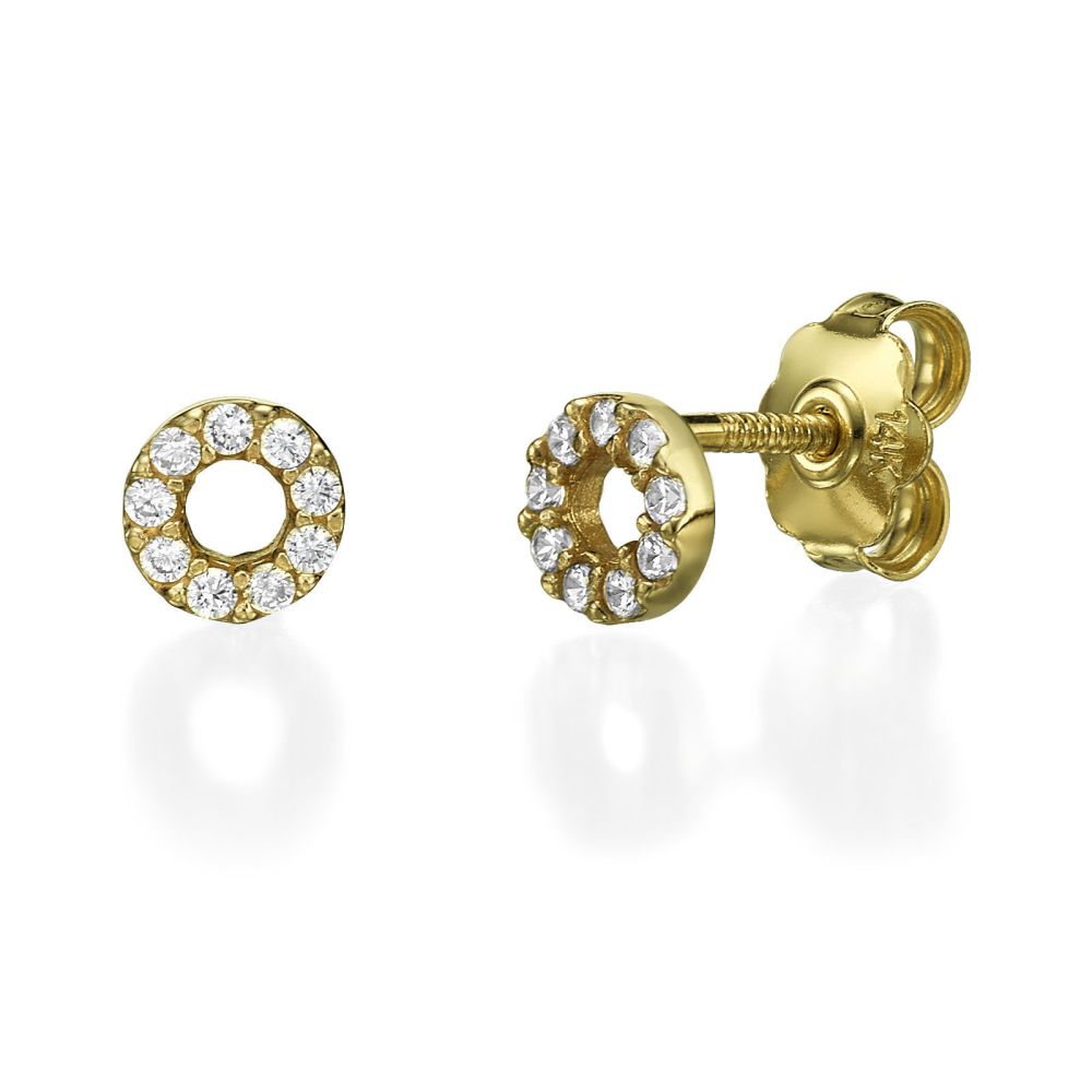 Girl's Jewelry | 14K Yellow Gold Teen's Stud Earrings - Circles of Joy Small