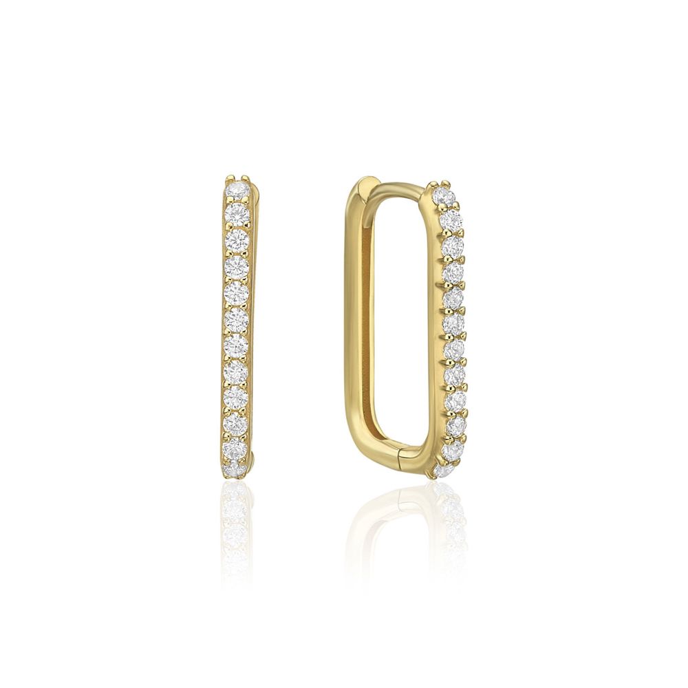 Gold Earrings | 14K Yellow Gold Women's Hoop Earrings - Malibu