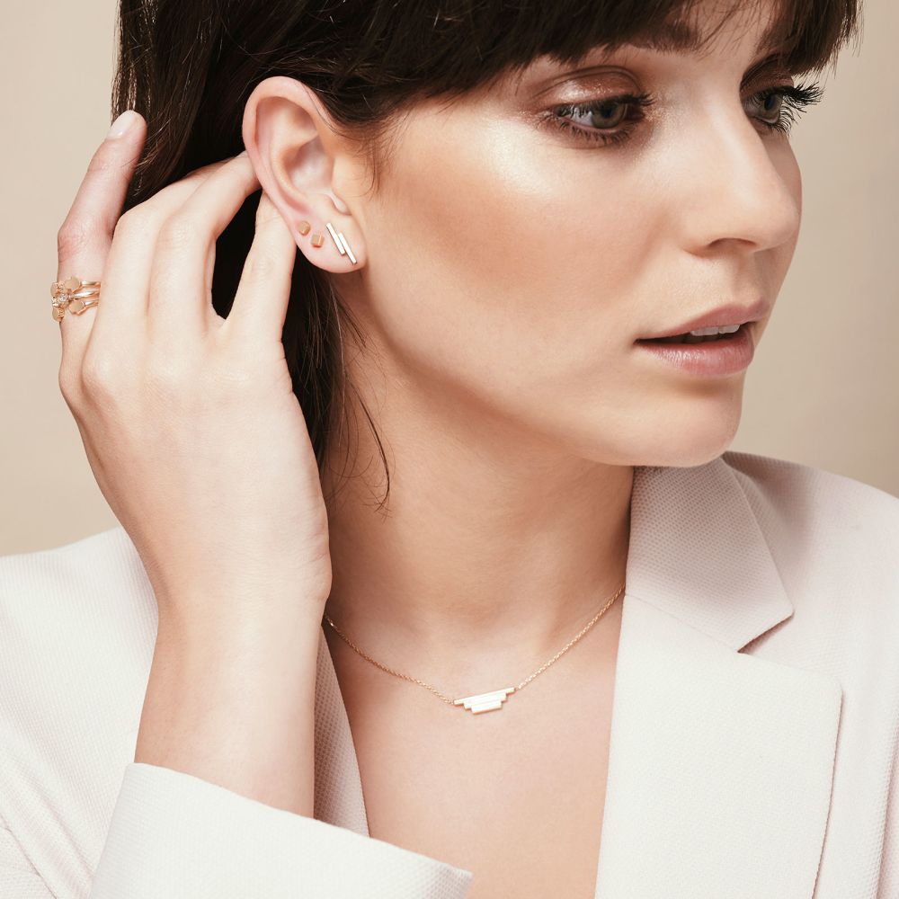 Women’s Gold Jewelry | 14K White Gold Women's Earrings - Golden Cube - Small