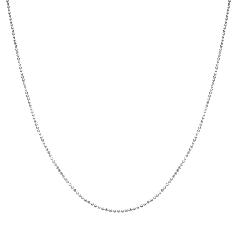 Gold Chains | 14K White Gold Balls Chain Necklace 0.9mm Thick, 17.7