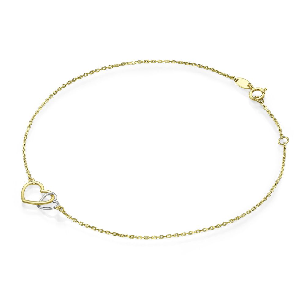 Women’s Gold Jewelry | 14K Yellow and White Gold Ankle Bracelet - United Hearts