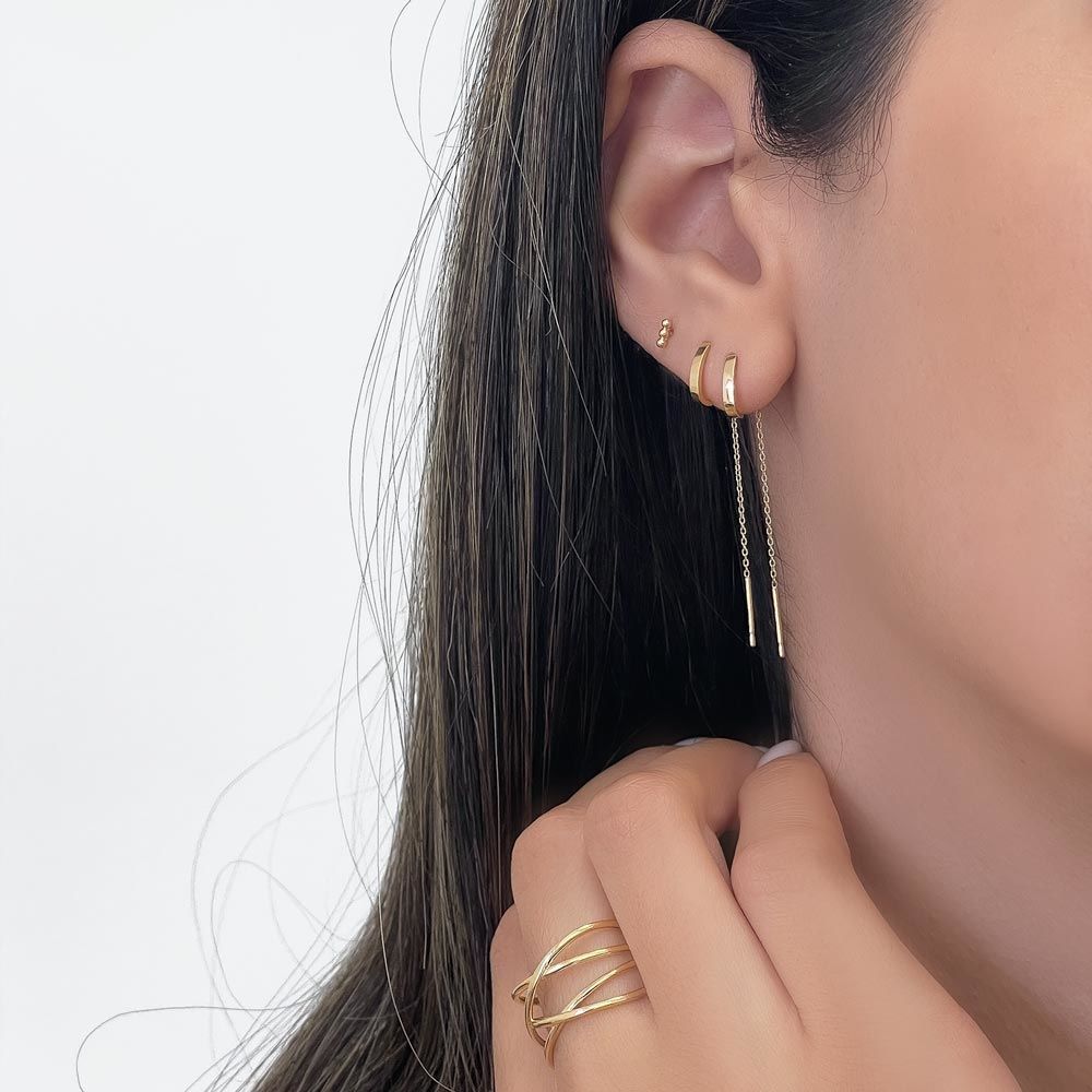Gold Earrings | 14K Yellow Gold Earrings - Ball bar