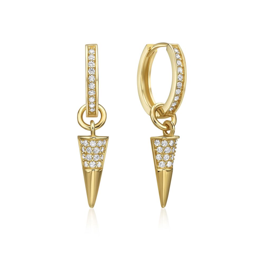 Gold Earrings | 14K Yellow Gold Women's Earrings - Glittering Knit Charm
