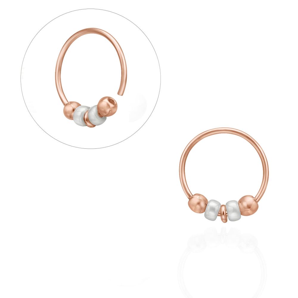Piercing | Helix / Tragus Piercing in 14K Rose Gold with White Beads - Small